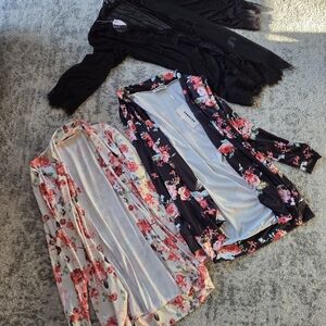 Floral and Black Lace Kimonos